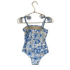 Shade Critters Blue & Ivory Floral Smocked Swim Suit - Size 2T