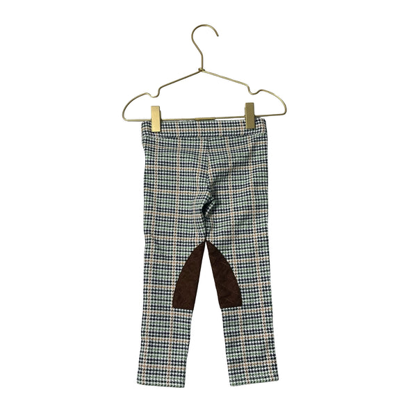 Janie and Jack Green, Ivory, Gold Houndstooth Leggings - Size 3