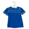Mini Boden Blue & White Eyelet Top - Size 5-6Y