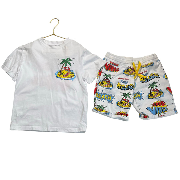 Stella McCartney Kids White 'Summer Vibes' Tee & Shorts Set - Size 6