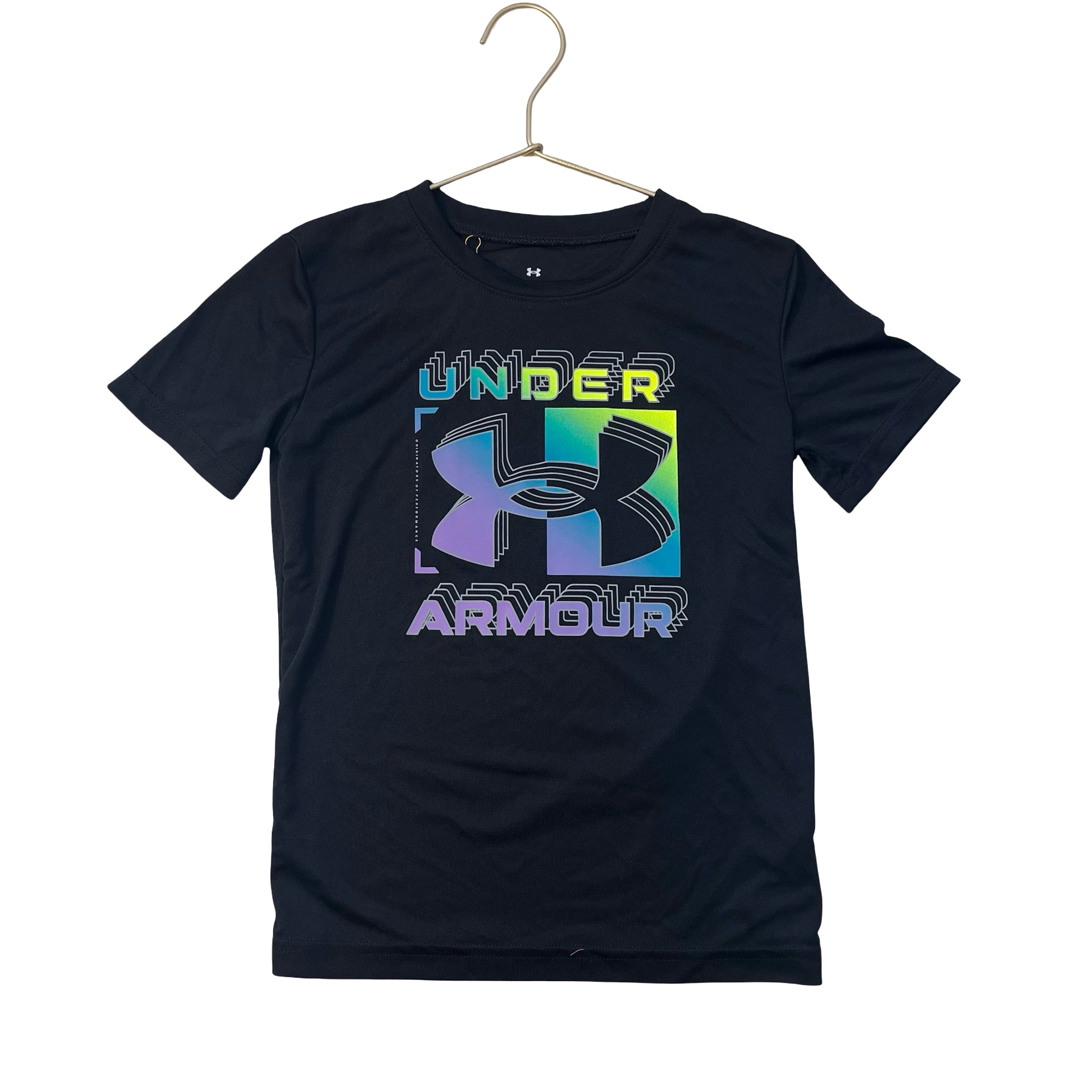Under Armour Black & Multi-Color Logo Athletic Tee - Size 6