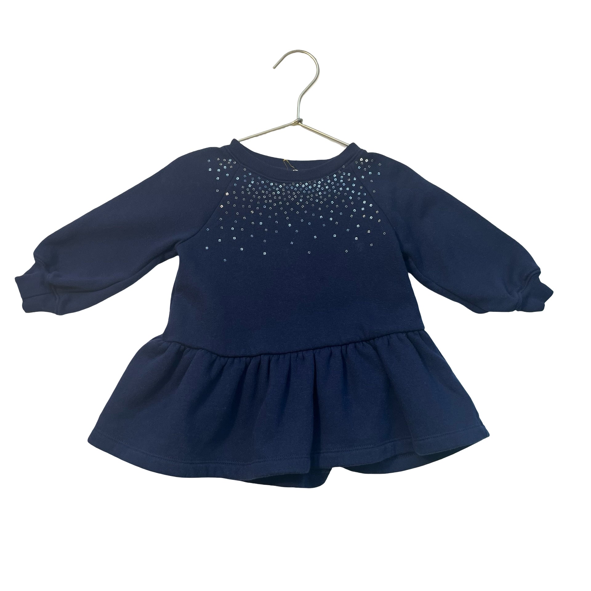 Baby Gap Navy Sequin Sweatshirt Dress - Size 12-18 Mo