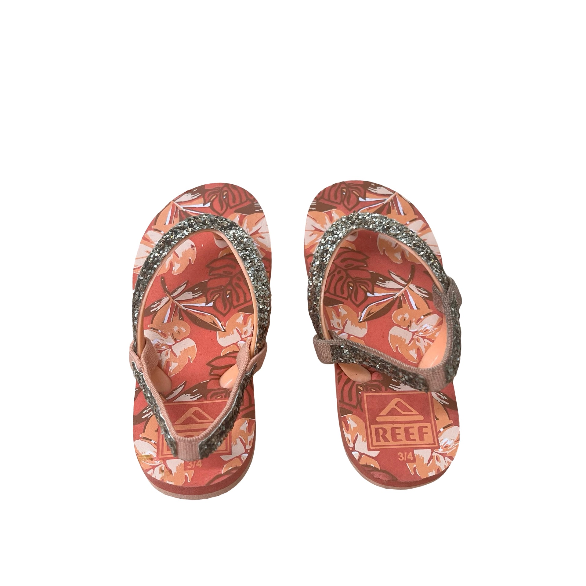 Reef Orange & Gold Glitter Flip-Flop Sandals - Size 3-4