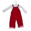 The Little White Company Red Corduroy Overalls & White Shirt Set - Size 9-12 Mo