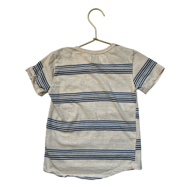 Volcom Oatmeal & Blue Striped T-Shirt - Size 3T
