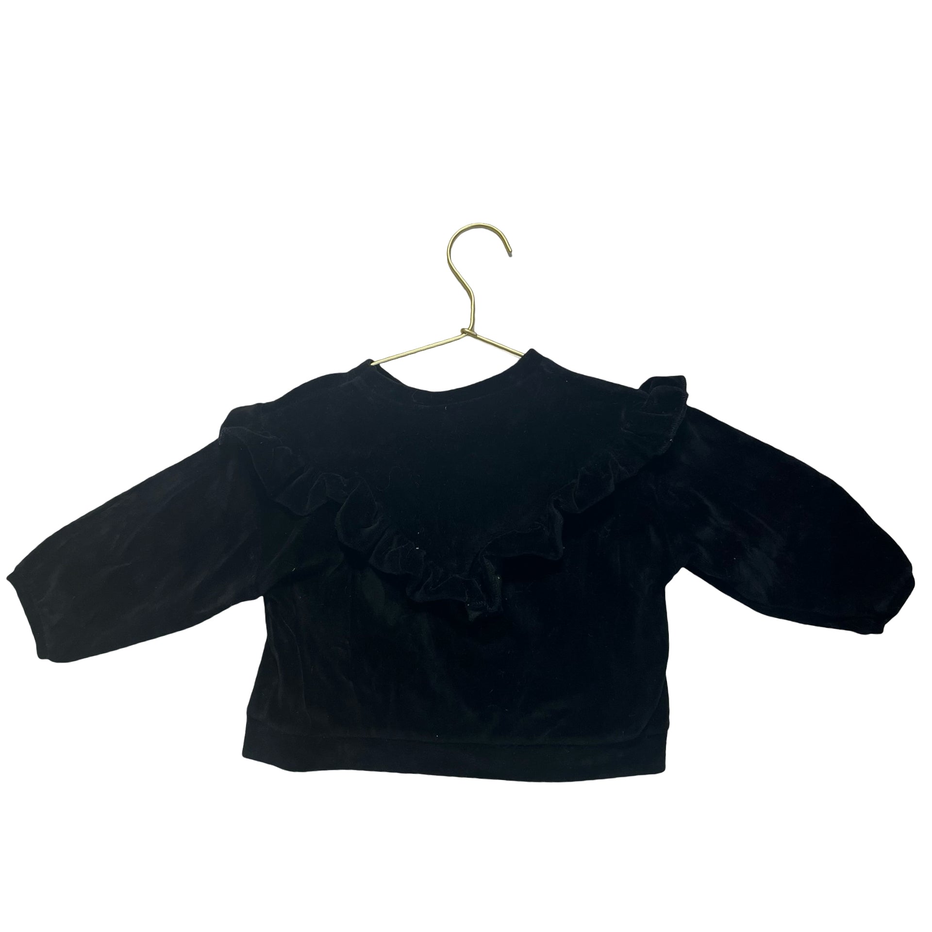 Zara Black Velour Ruffle Sweatshirt - Size 12-18 Mo