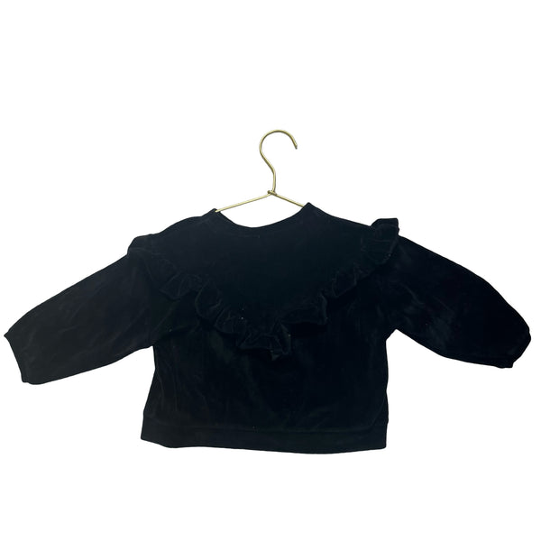Zara Black Velour Ruffle Sweatshirt - Size 12-18 Mo