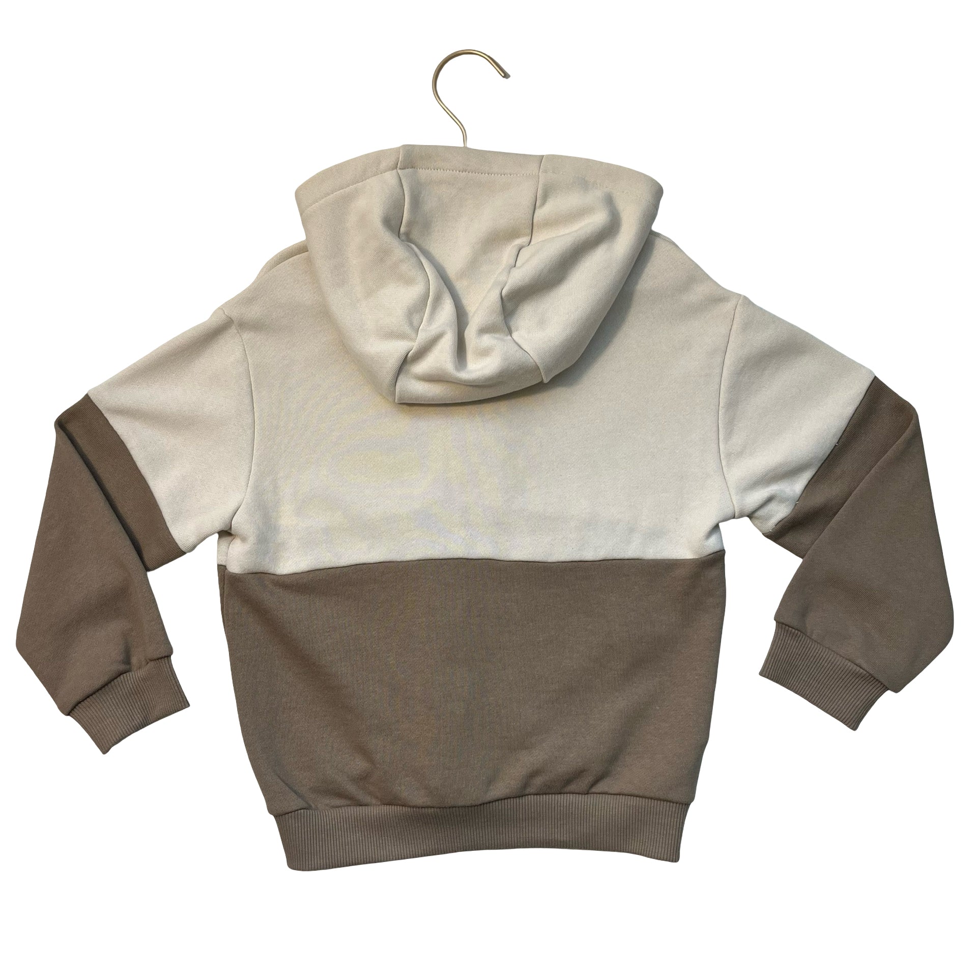 Mayoral Ivory & Tan Zip-Up Hooded Sweatshirt - Size 5