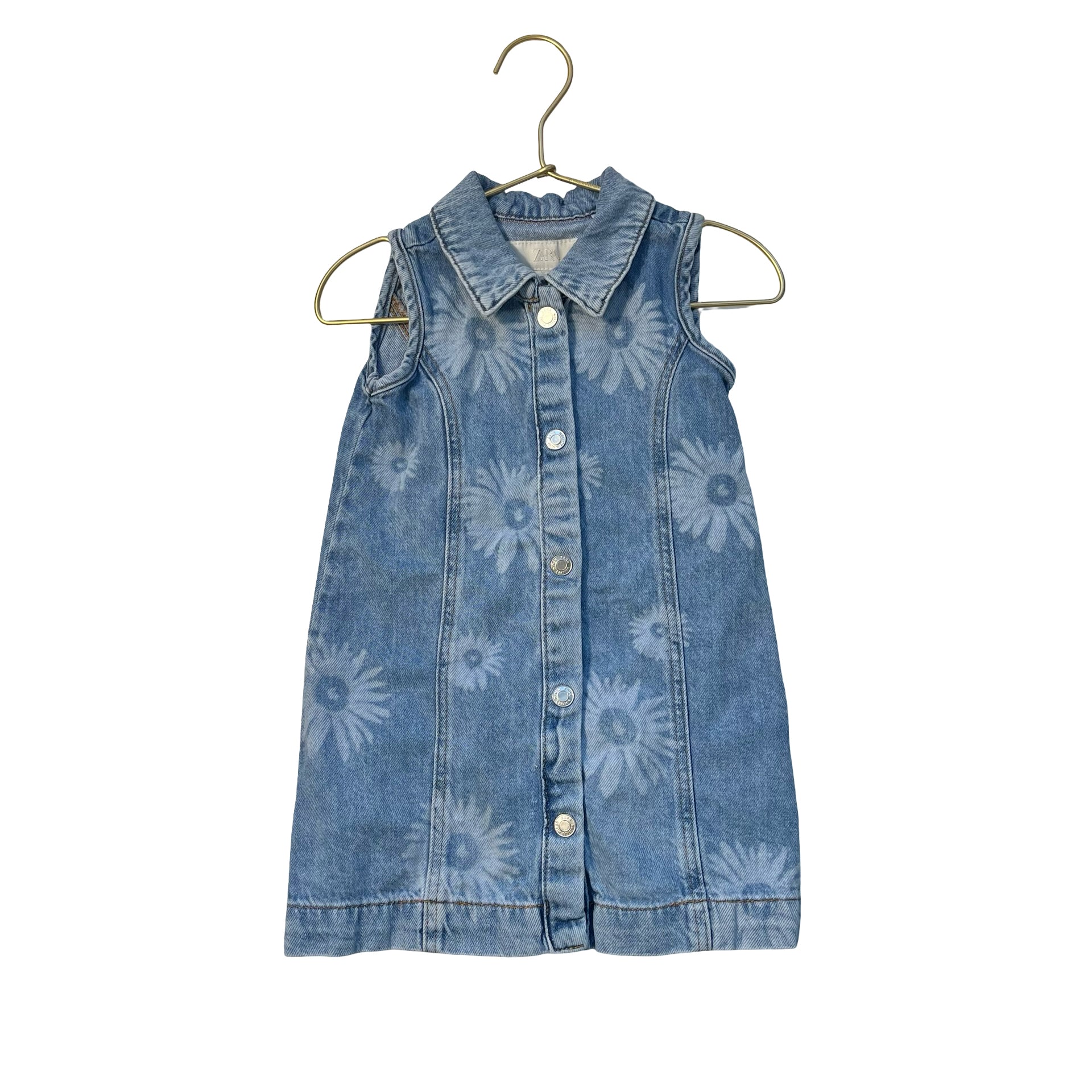 Zara Denim Flower Print Jean Dress - Size 2