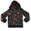 Lands' End Reversible Black Sherpa & Space Zip-Up Hooded Sweatshirt - XS 4-5