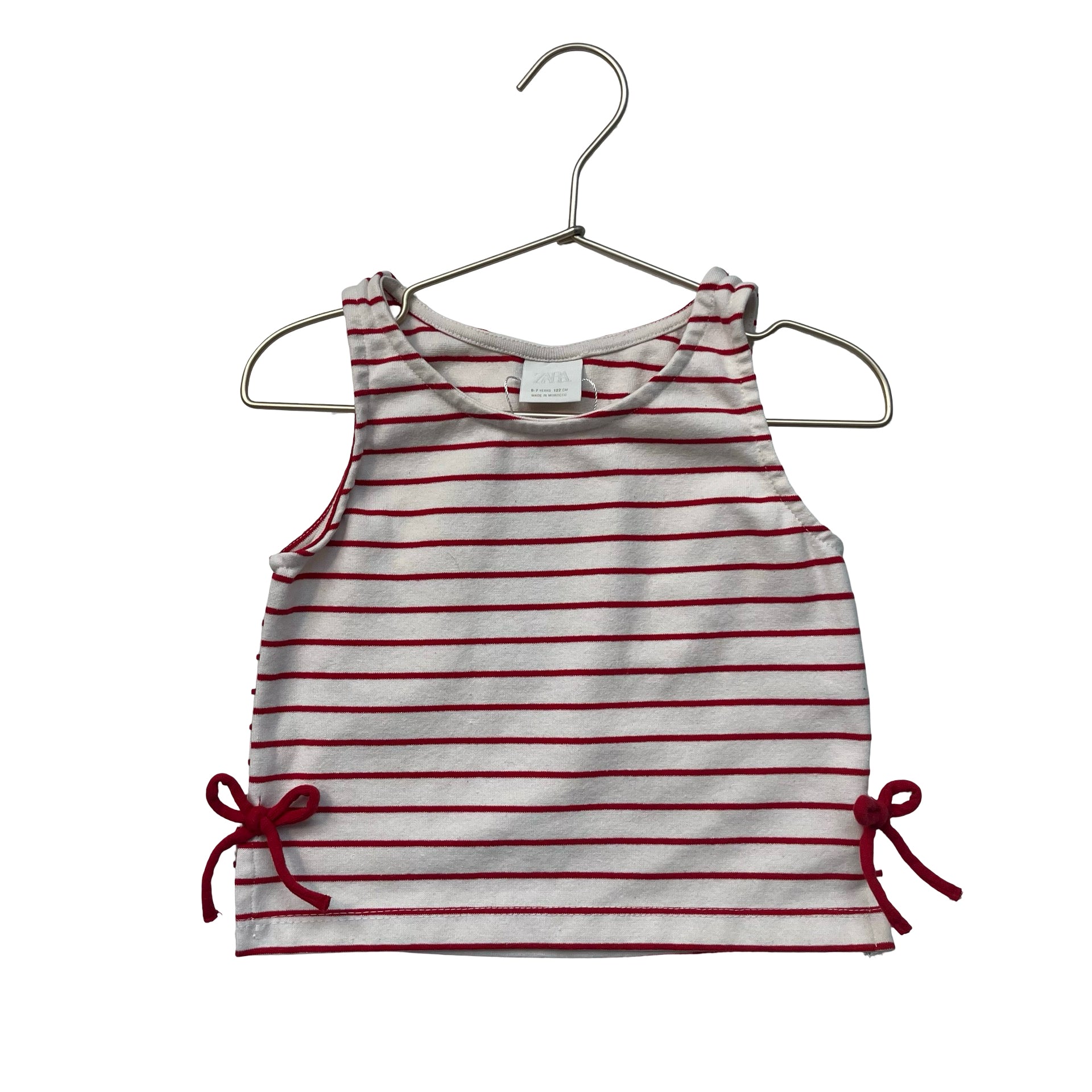 Zara Ivory & Red Striped Tank Top - Size 6-7