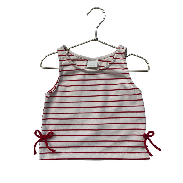 Zara Ivory & Red Striped Tank Top - Size 6-7