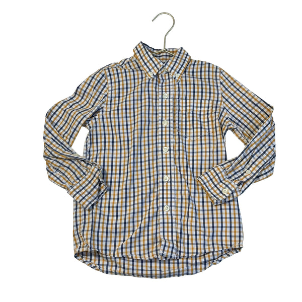 Gap Kids Yellow, White, Navy Check Button Down Shirt - Size S 6-7