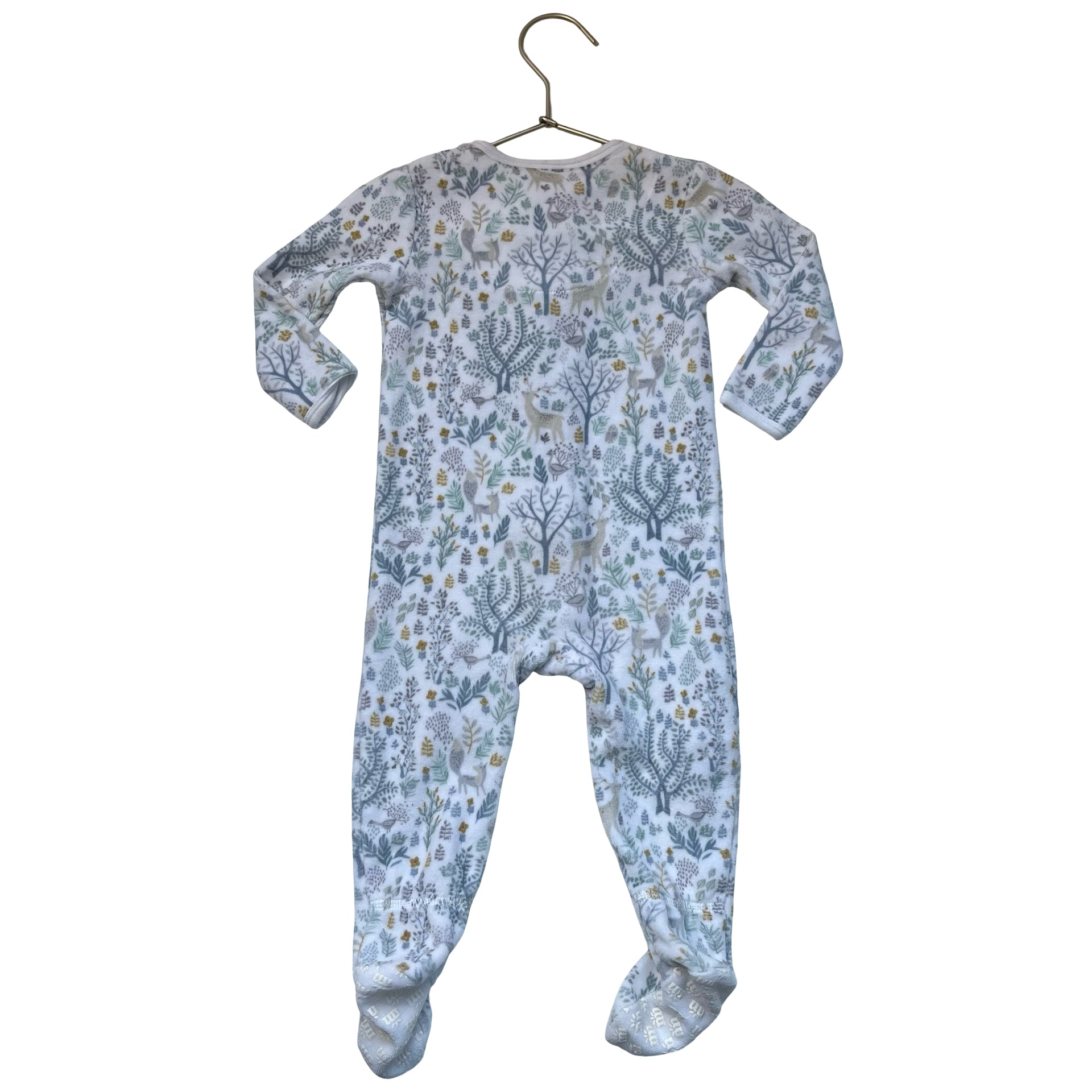 Magnetic Me Woodlands Print Velour Footed One-Piece - Size 9-12 Mo