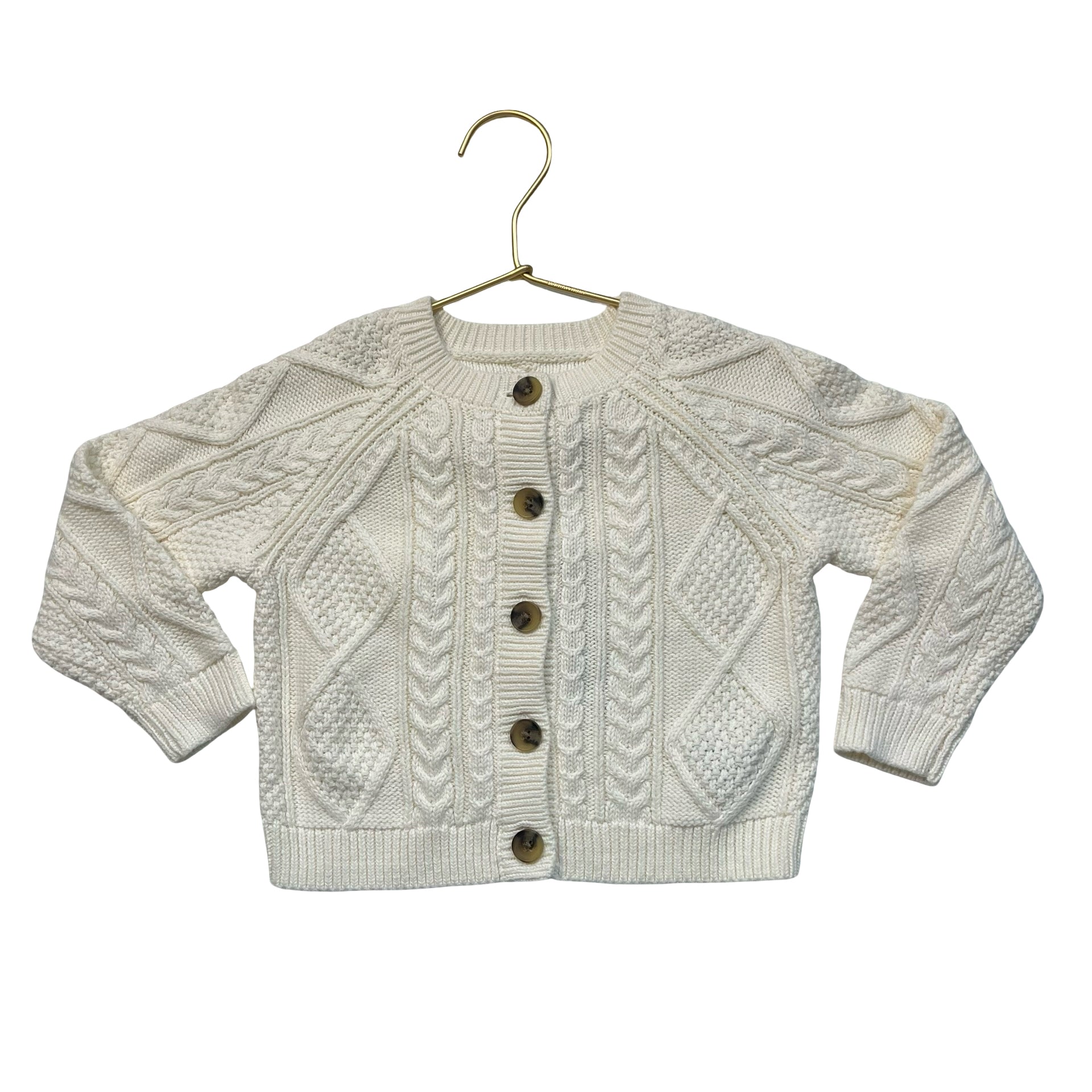 Amazon Essentials x Sofia Grainge Ivory Cotton Cable-Knit Cardigan Size 18-24 Mo