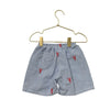 Piping Prints Blue & White Seersucker Embroidered Lobster Shorts - Size 18-24 Mo