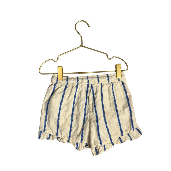 Mini Boden Ivory & Blue Striped Shorts - Size 7Y