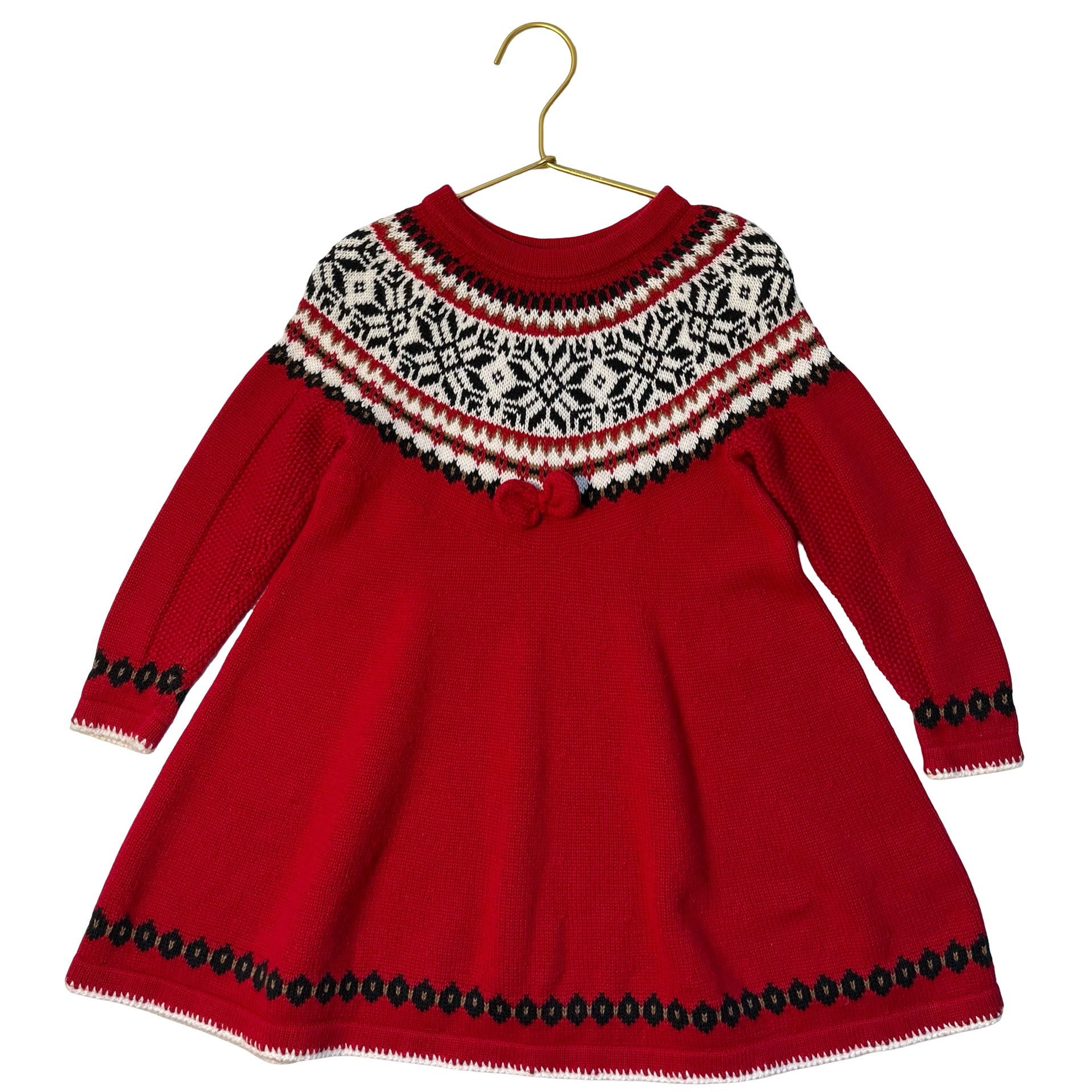Hanna Andersson Red Cotton Fair Isle Dress - Size 100 (4)