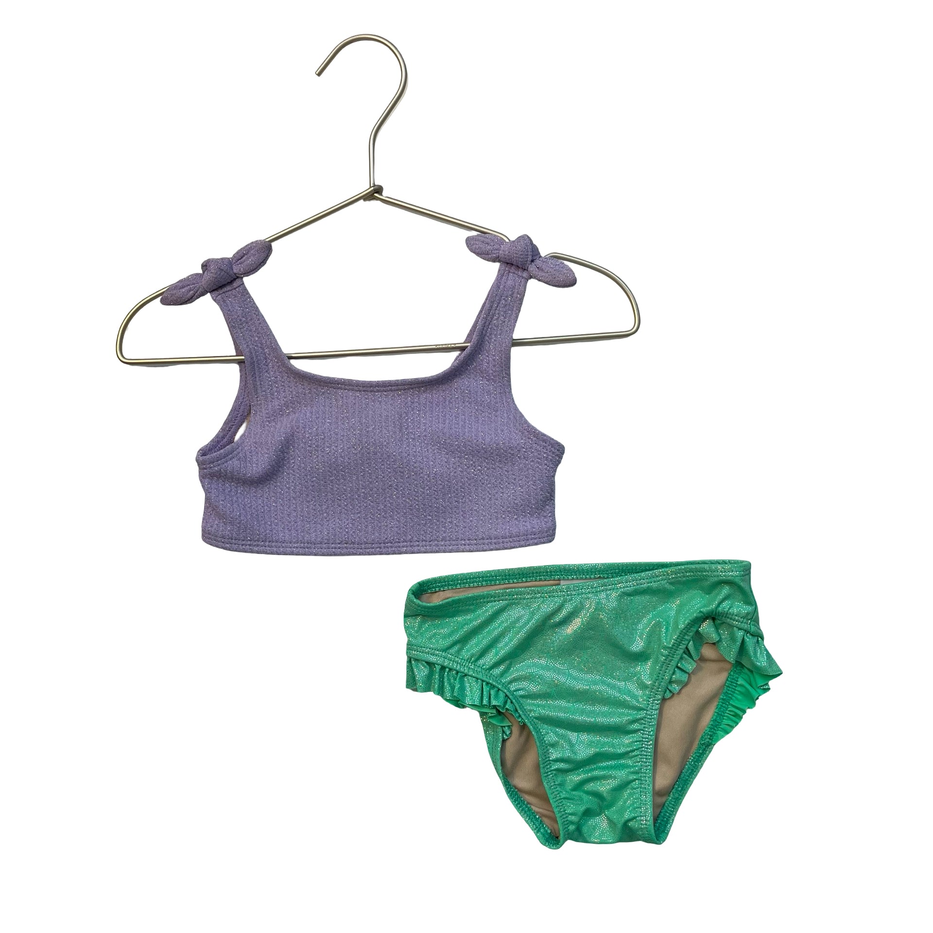 Old Navy Metallic Green & Lavender Bikini Swim Suit - Size 18-24 Mo