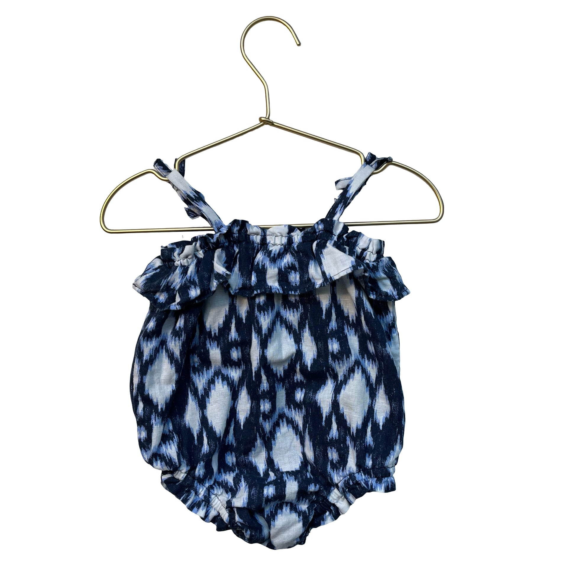 Baby Gap Navy Ikat Print Bubble Romper - Size 3-6 Mo