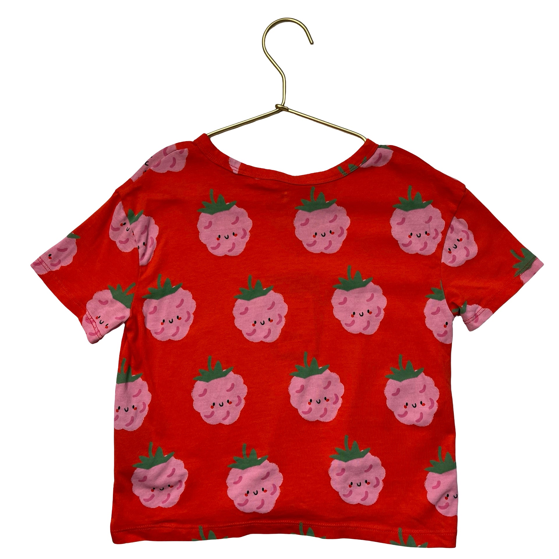 H&M Red & Pink Smiley Raspberry Print T-Shirt - Size 5-6