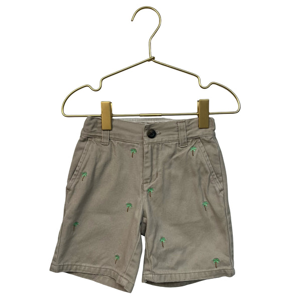 Janie and Jack Khaki Embroidered Palm Tree Shorts - Size 2T