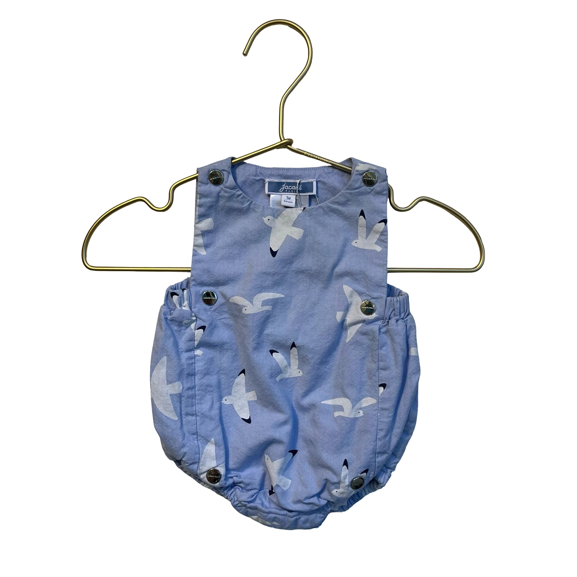 Jacadi Blue Bird Print Bubble Romper - Size 1 Month