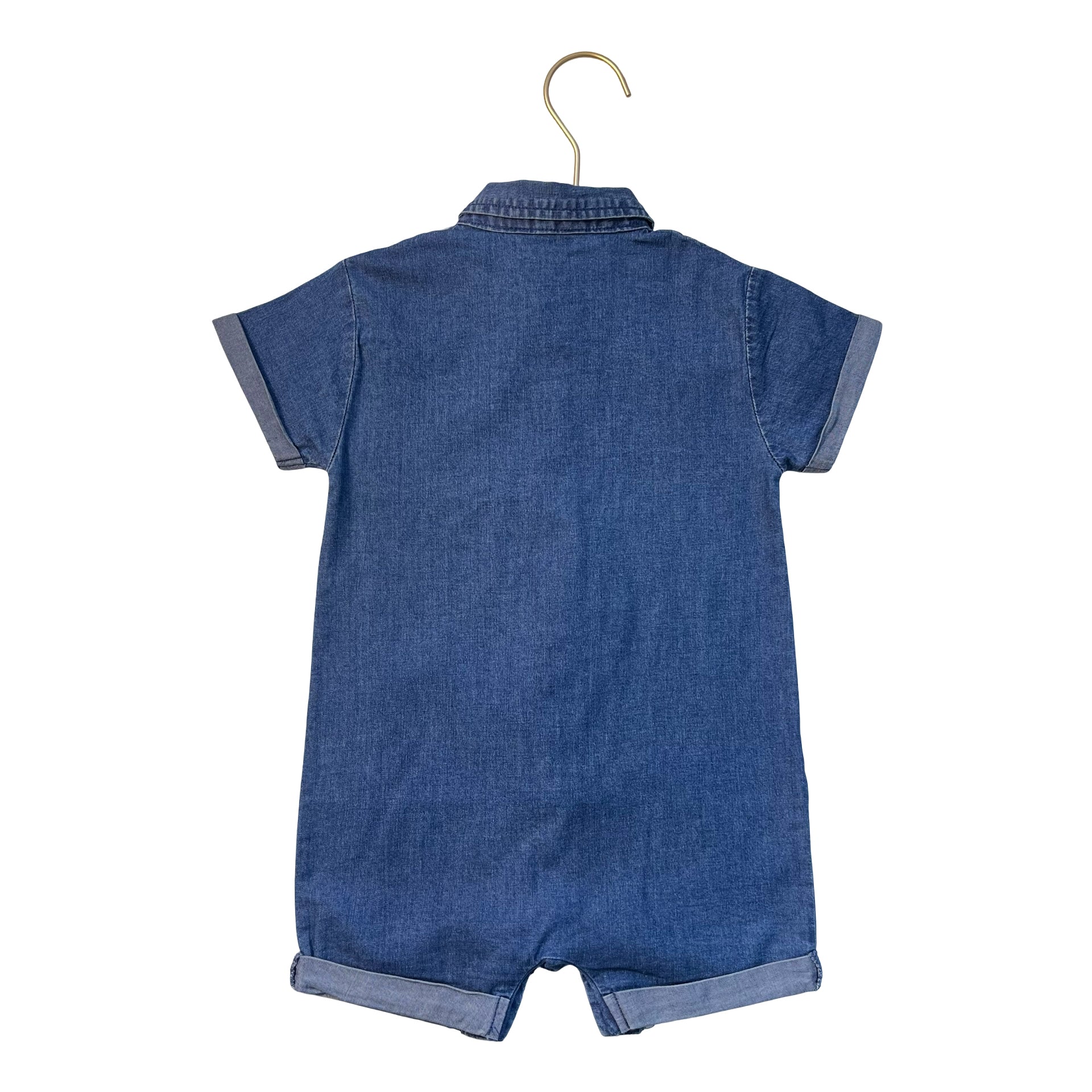 Mayoral Chambray Button Down One-Piece Romper - Size 12 Mo