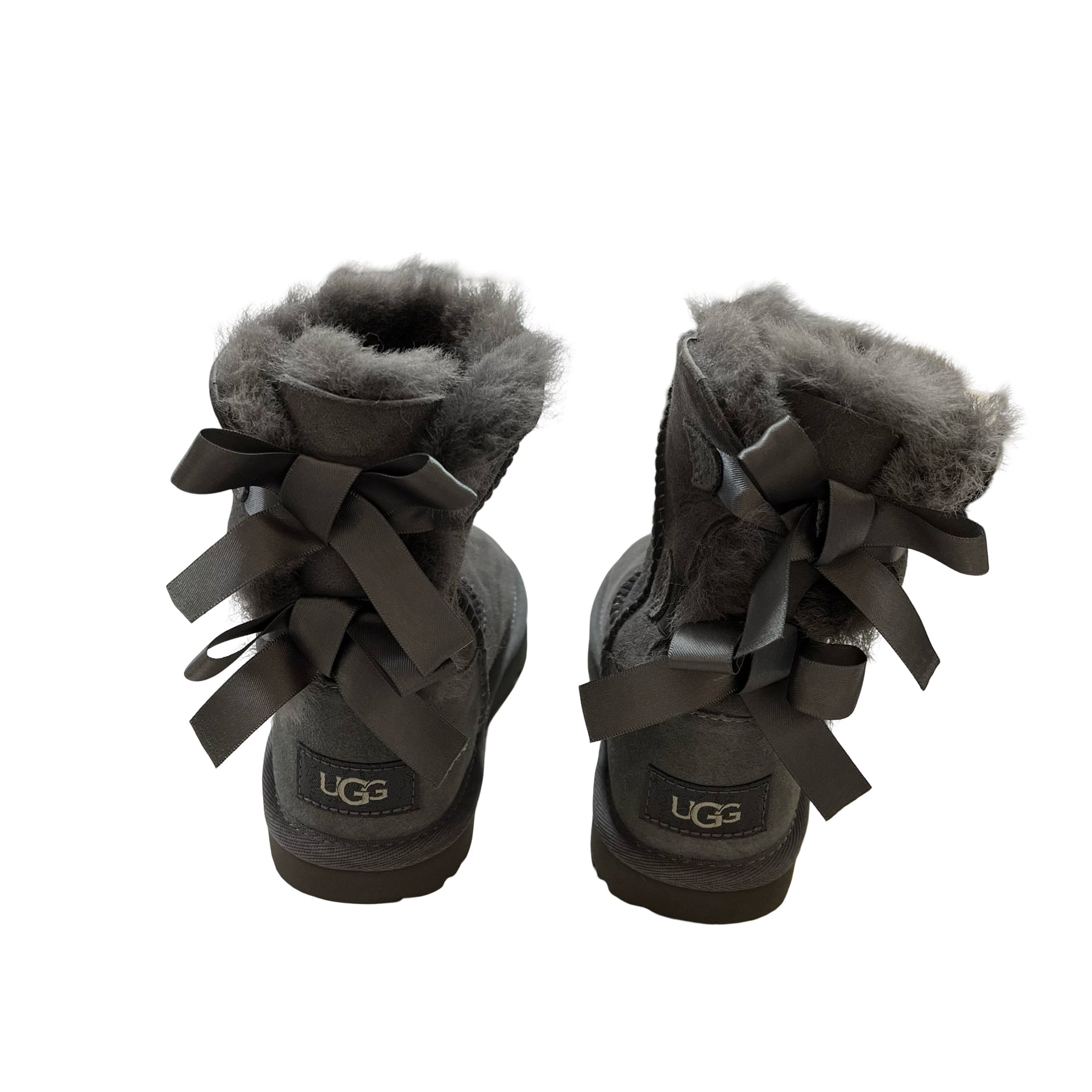 UGG Bailey Bow Gray Shearling Boots - Size 11