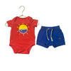 Baby Gap Red Sun Graphic Onesie Bodysuit & Blue Shorts Set - Size 0-3 Mo
