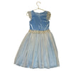 Albetta Blue Velvet, Gold & Ivory Tulle Dress - Size 6-8
