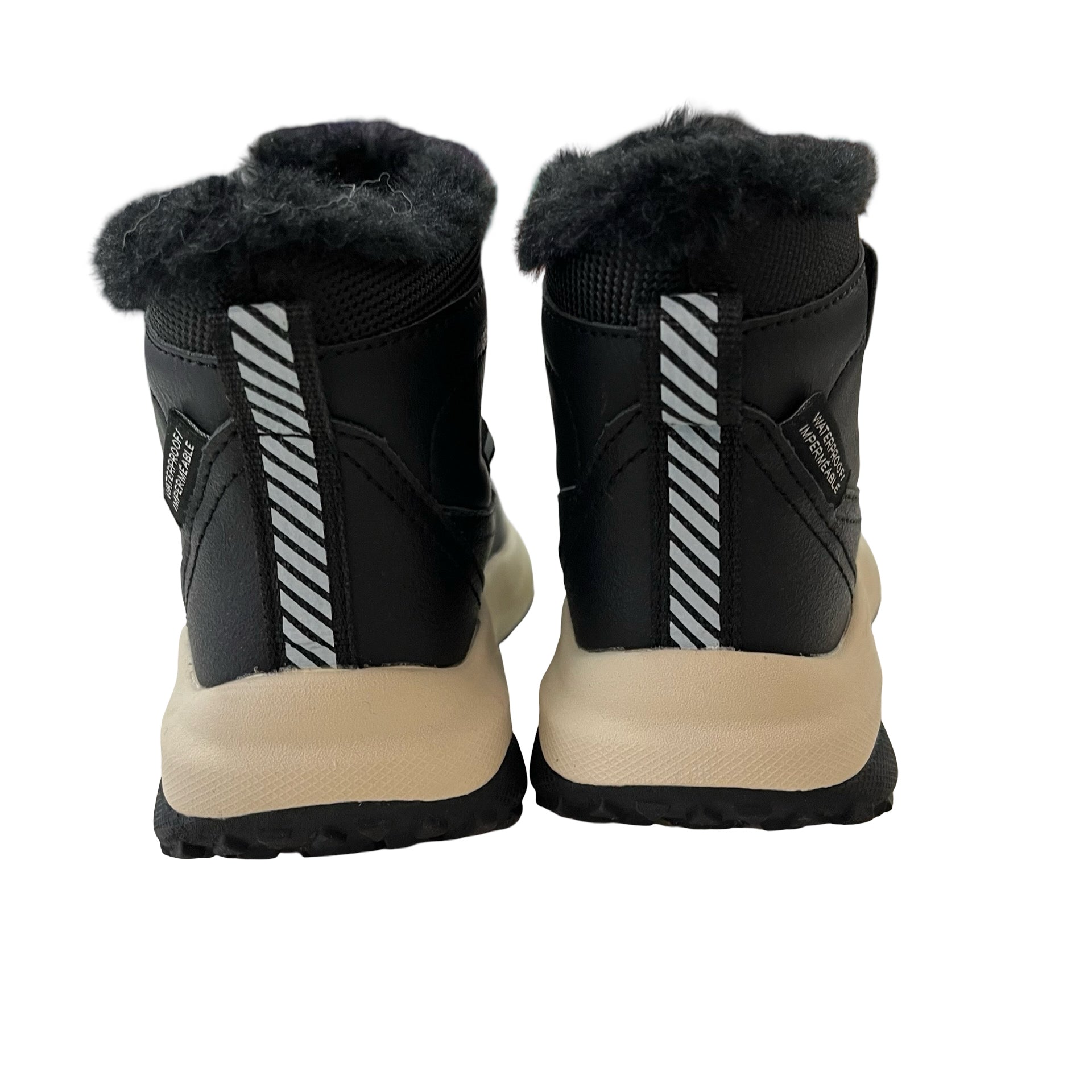 H&M Black Faux Fur Lined Waterproof Ankle Boots - Size 7.5