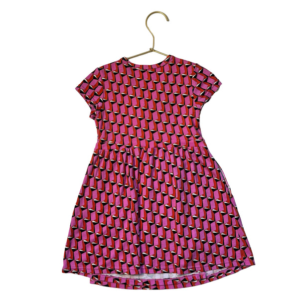 DVF for Target Pink, Black, Red Geo Pattern Faux Wrap Dress - Size 4T