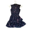Aqua Navy Floral & Metallic Dress - Size M 9-10