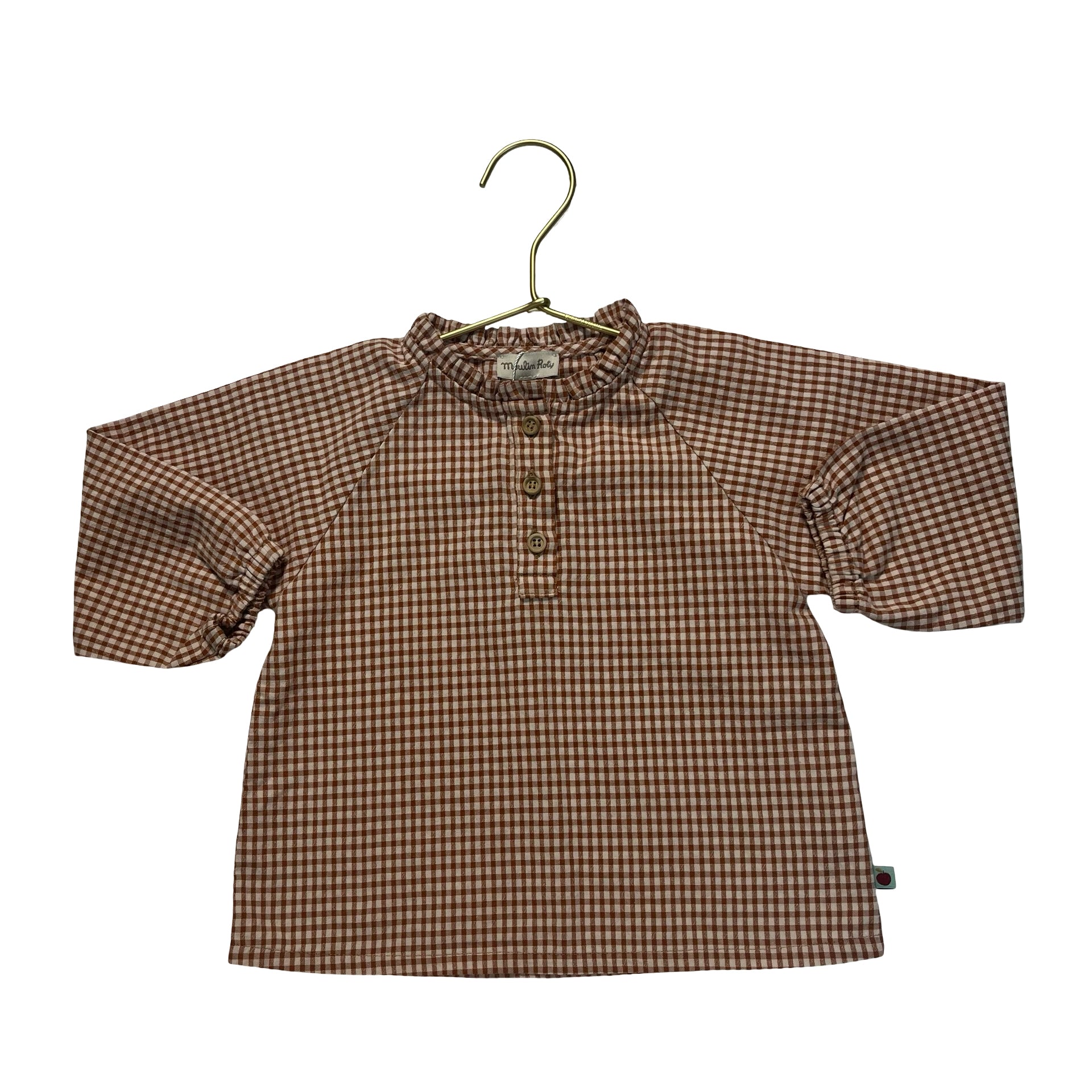 Moulin Roty Brown & Ivory Check Blouse - Size 18 Mo
