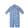 Ralph Lauren Blue Oxford Polo Bear Print Button Down One-Piece - 9 Mo