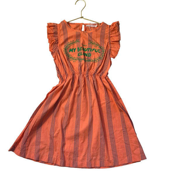 Tinycottons Orange Striped 'My Beautiful Island' Dress - Size 6Y