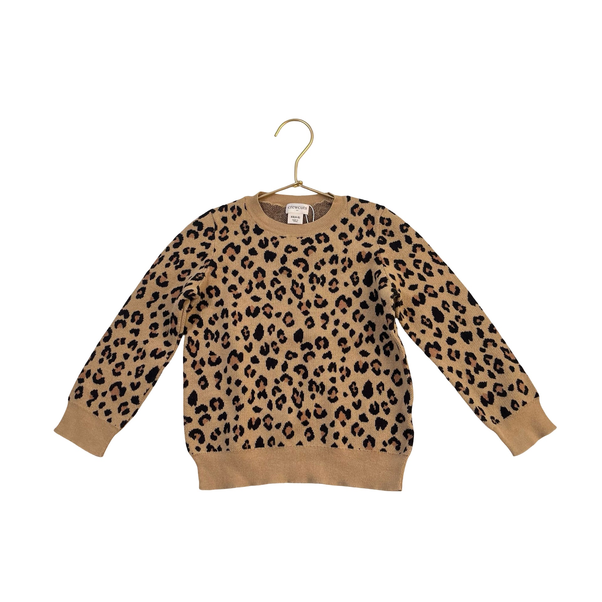 Crewcuts Tan Leopard Print Sweater - Size 4-5