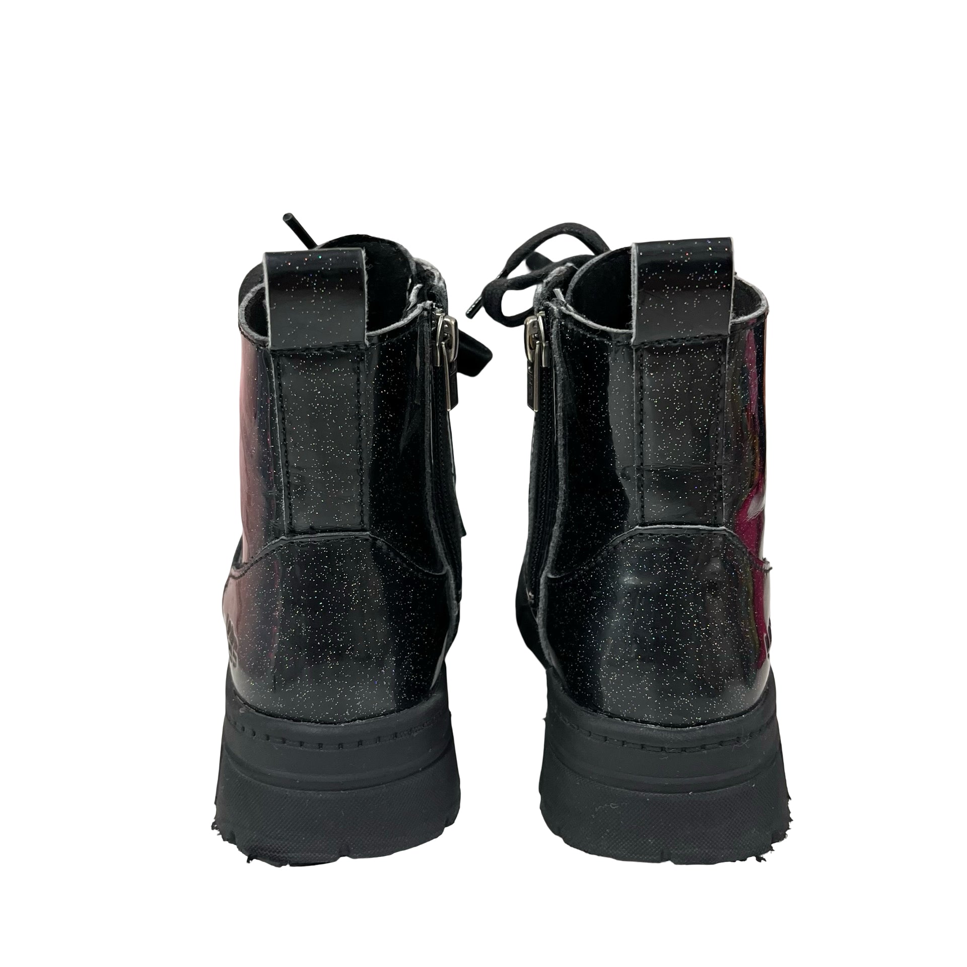 UGG Ashton Lace-Up Glitter Black Boots - Size 1Y Big Kid