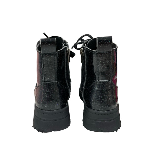 UGG Ashton Lace-Up Glitter Black Boots - Size 1Y Big Kid