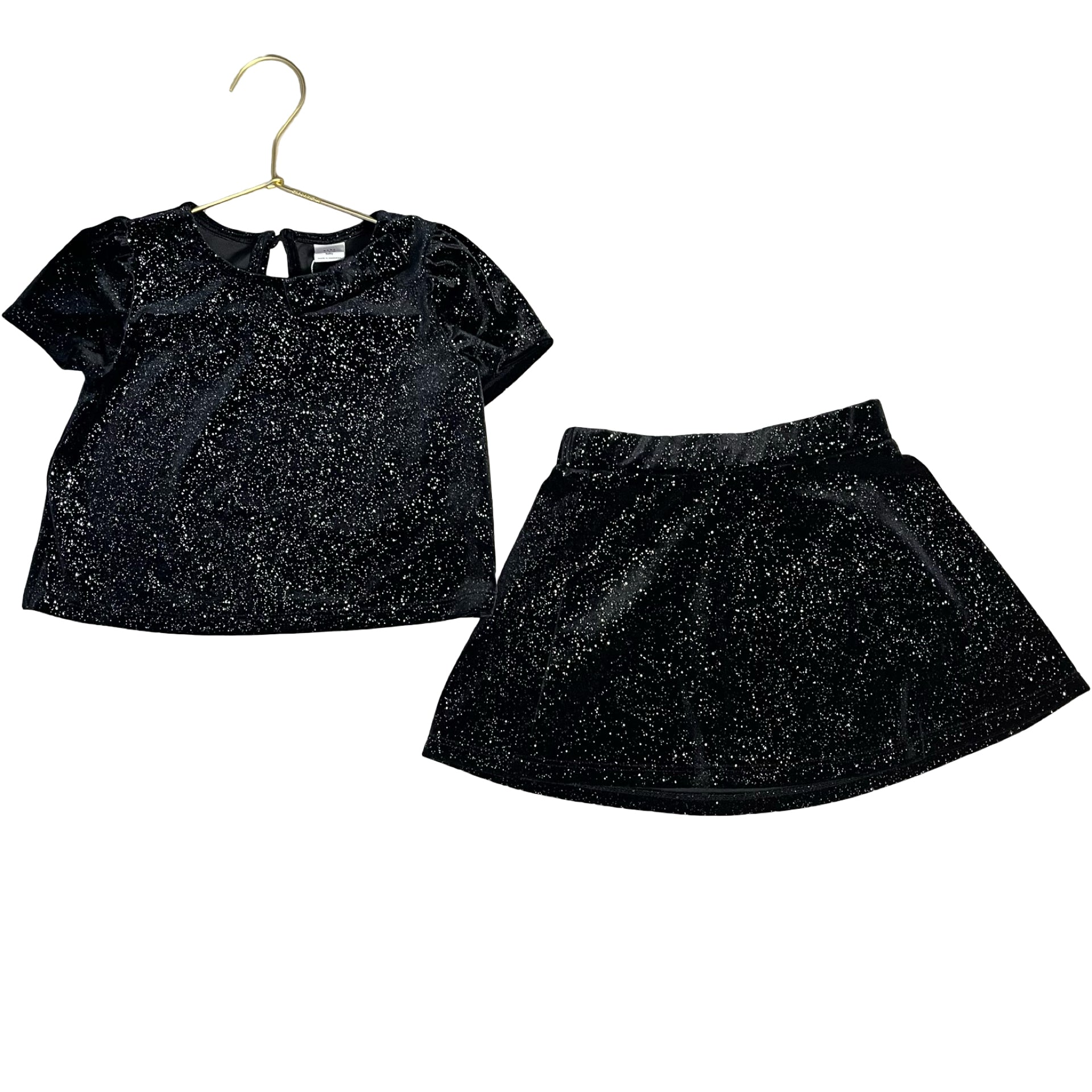Baby Gap Black Velour & Silver Glitter Top & Skirt Set - Size 3