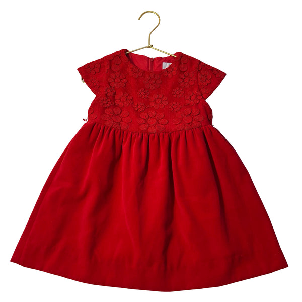 Florence Eiseman Red Velvet & Lace Dress - Size 3T