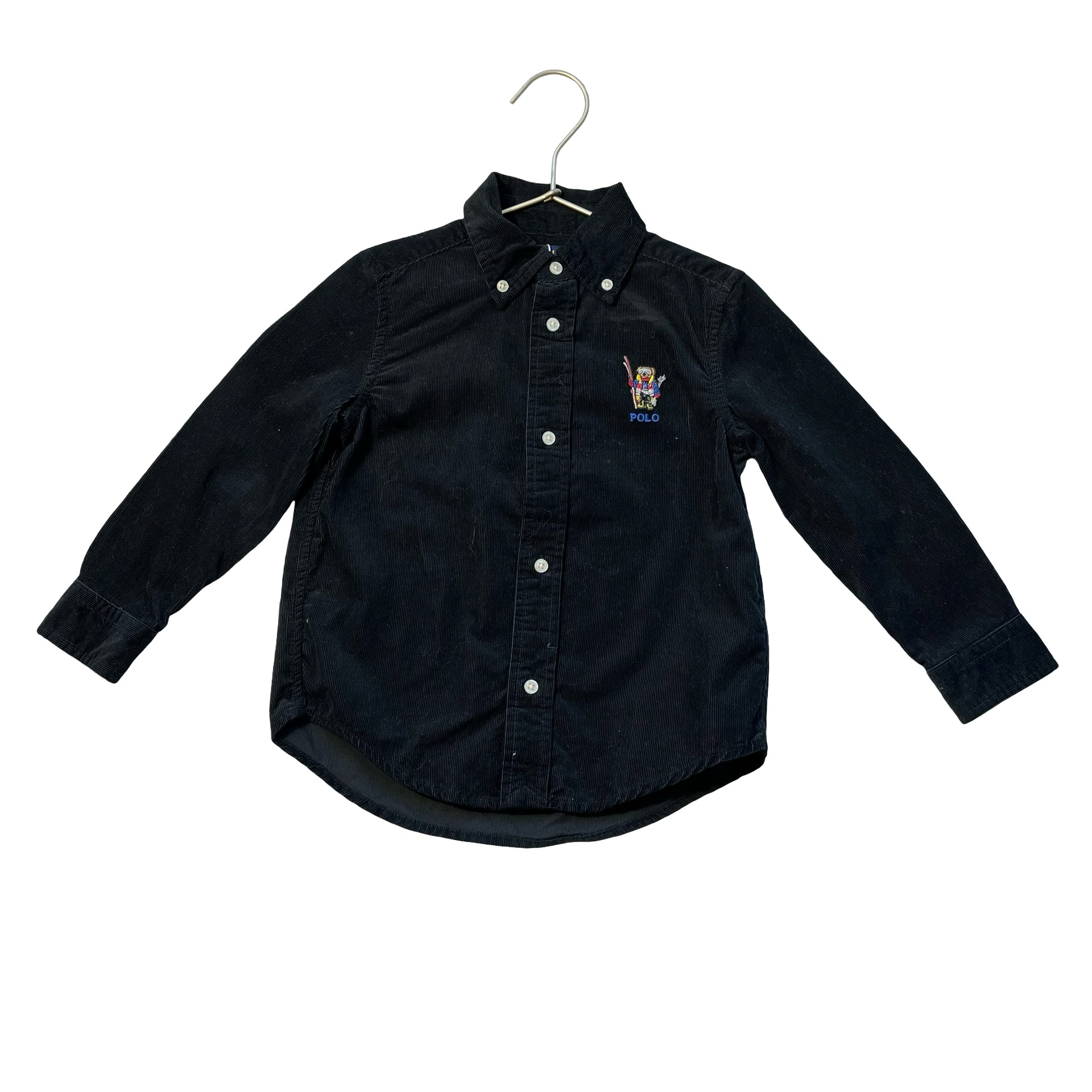 Polo Ralph Lauren Ski Polo Bear Black Corduroy Button Down Shirt - Size 3