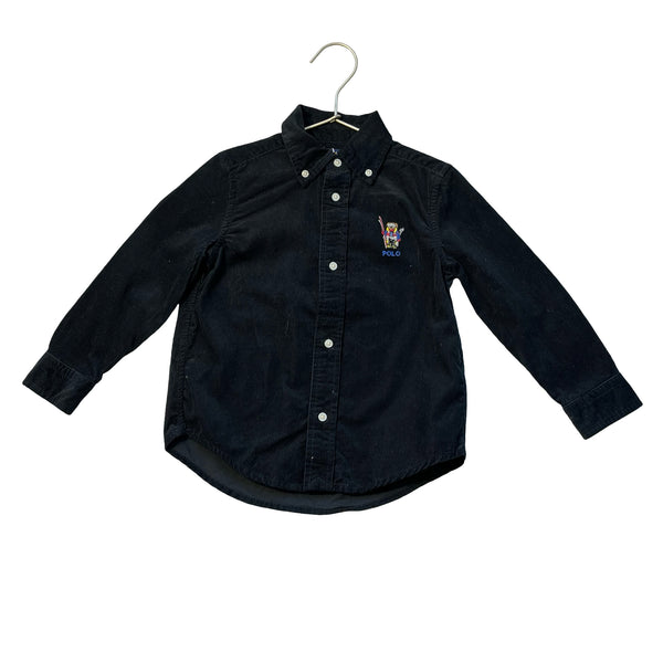 Polo Ralph Lauren Ski Polo Bear Black Corduroy Button Down Shirt - Size 3