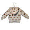 Old Navy Ivory Heart Pattern Hooded Cotton Cardigan Sweater - Size 18-24 Mo