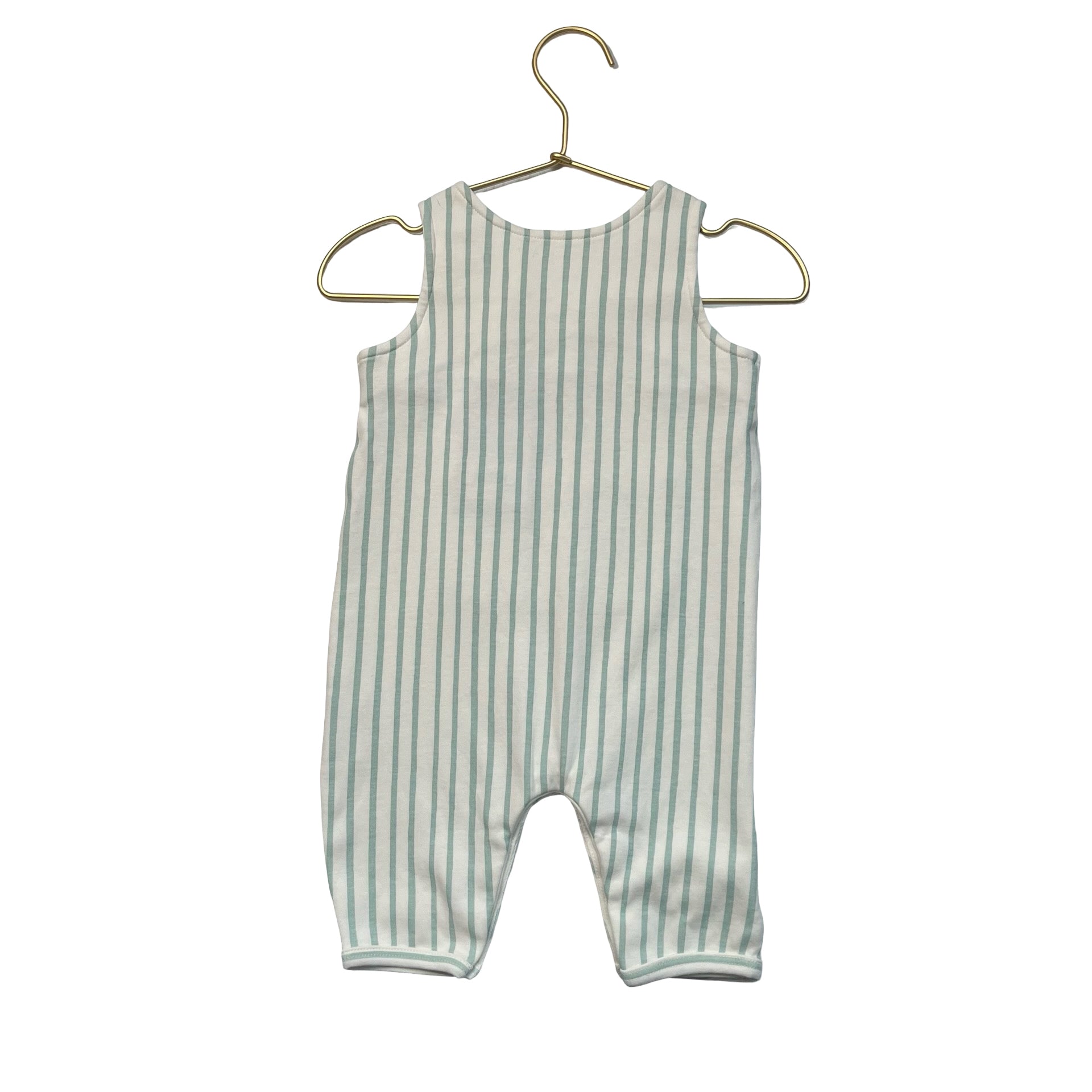Pehr Ivory & Sage Green Striped Overall One-Piece - Size 3-6 Mo