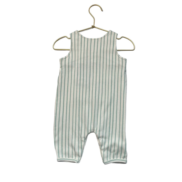 Pehr Ivory & Sage Green Striped Overall One-Piece - Size 3-6 Mo