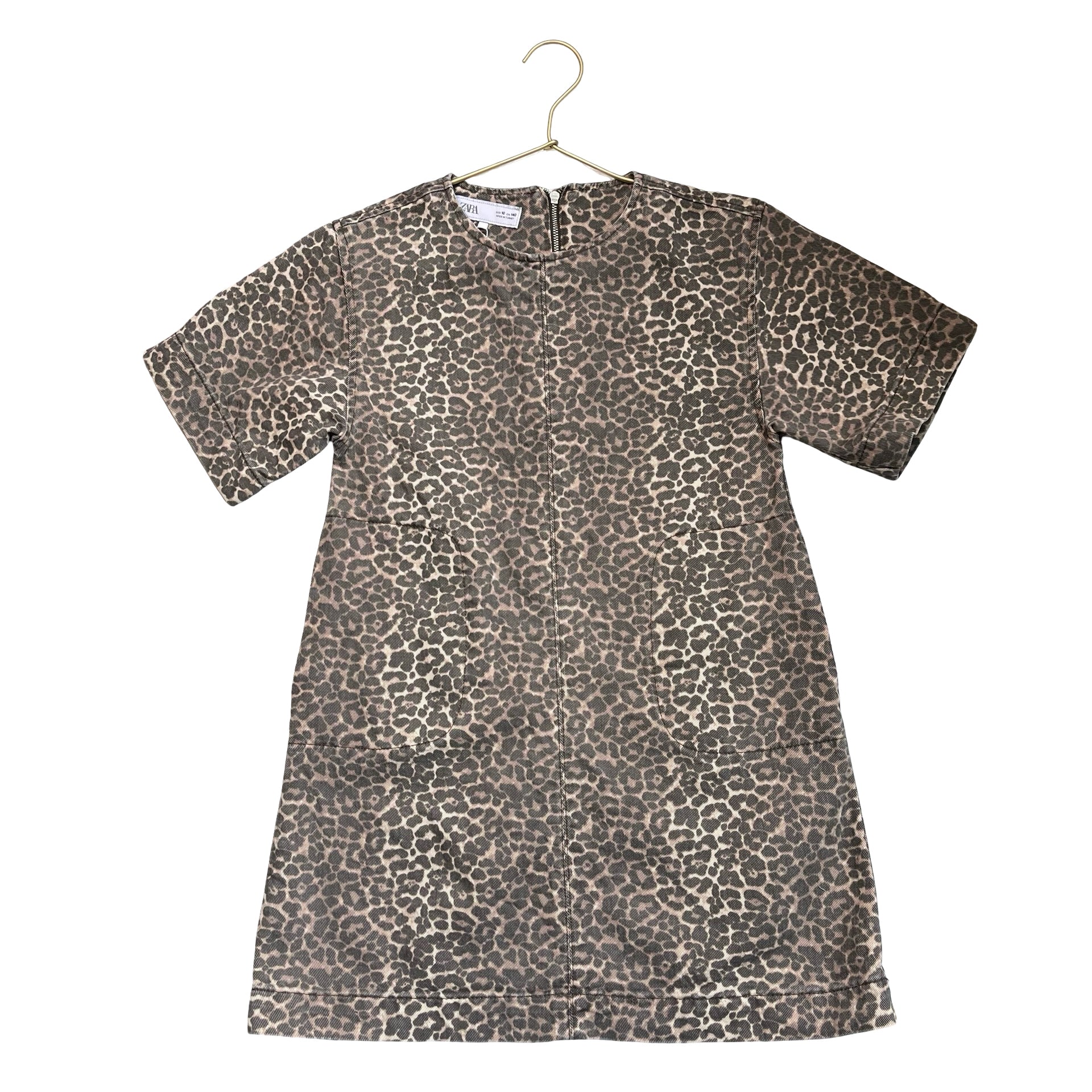 Zara Denim Leopard Print Dress - Size 10