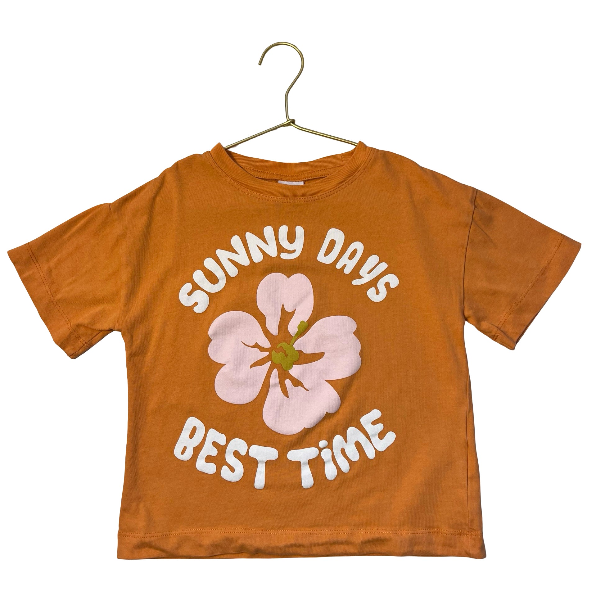 Zara Orange Flower Graphic 'Sunny Days' T-Shirt - Size 8-9