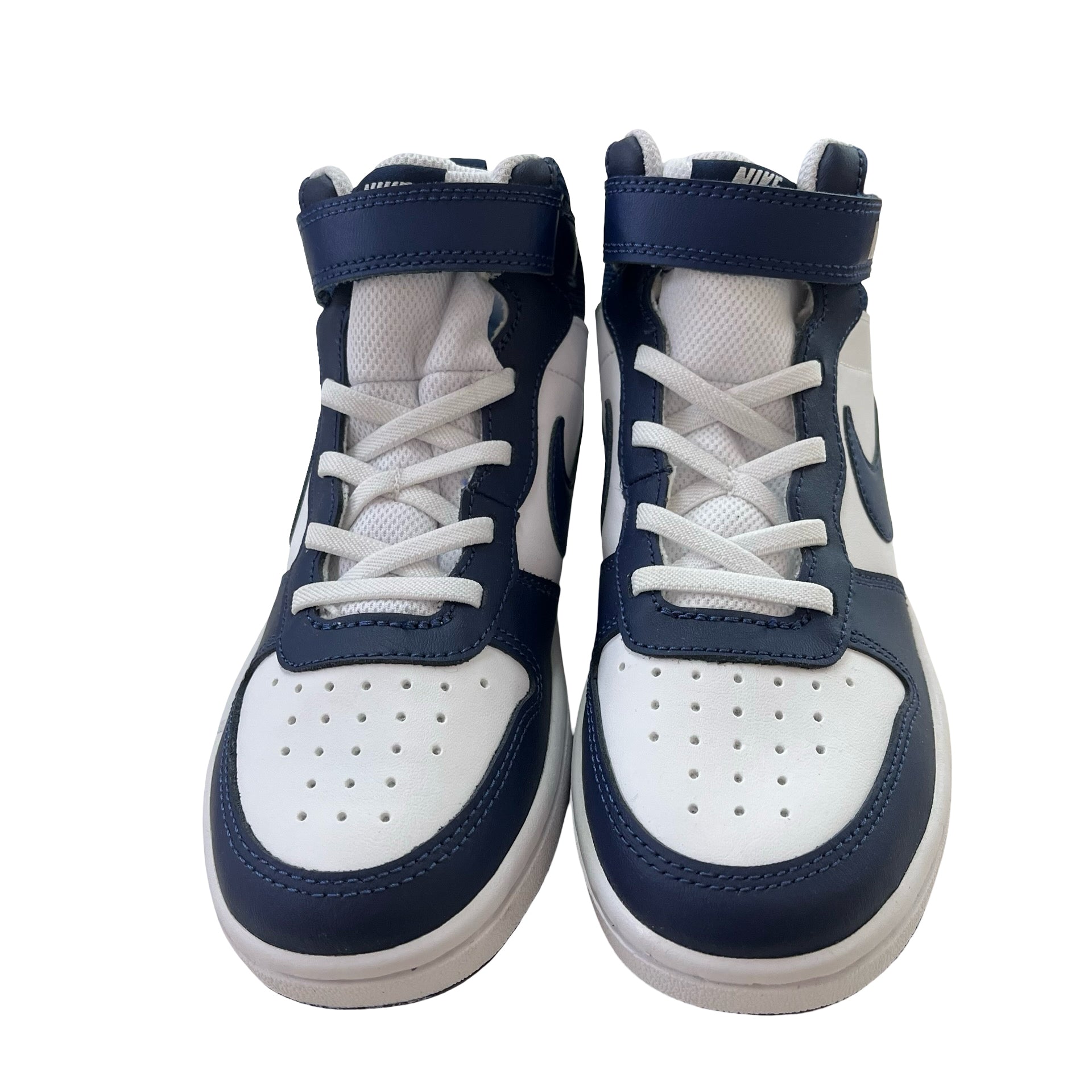 Nike Court Borough Mid 2 White & Blue High-Top Sneakers in Box - Size 2Y Big Kid